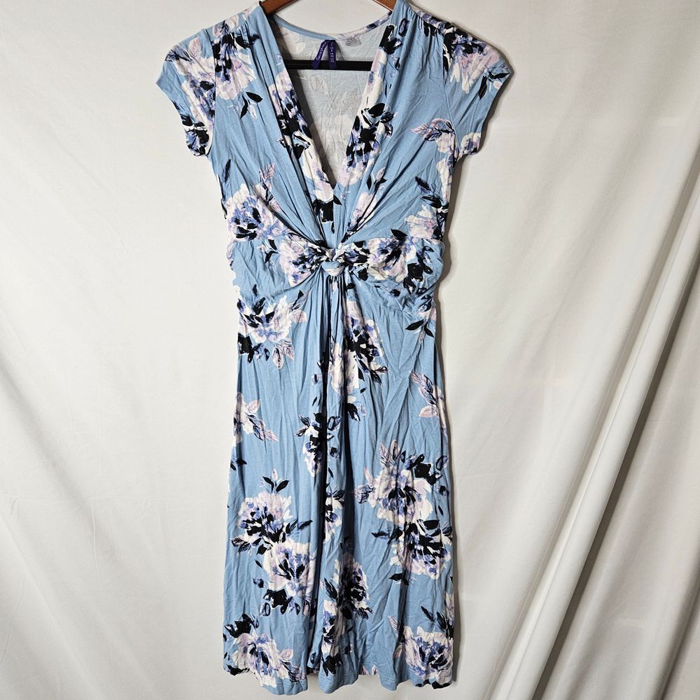 Seraphine Blue Floral Knotted Maternity Dress sz‎ 2